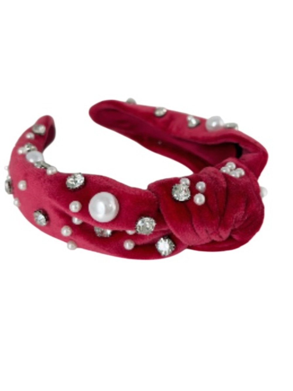 Tahari Embellished Knot Satin Headband in Berry Pink. Comfortable. Holidays